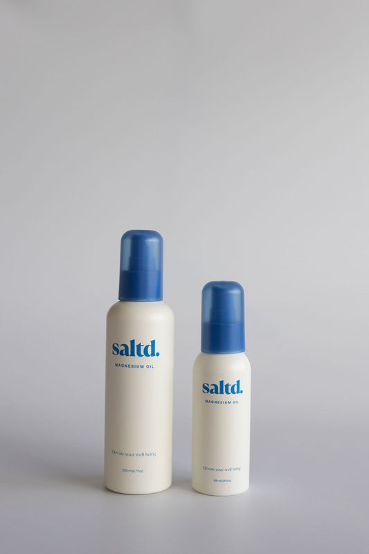 Saltd Magnesium Oil Sprays Get Saltd Starter Bundle for sleep support, muscle tension and muscle recovery, cramps, restless legs. Boost energy levels and balance hormones.