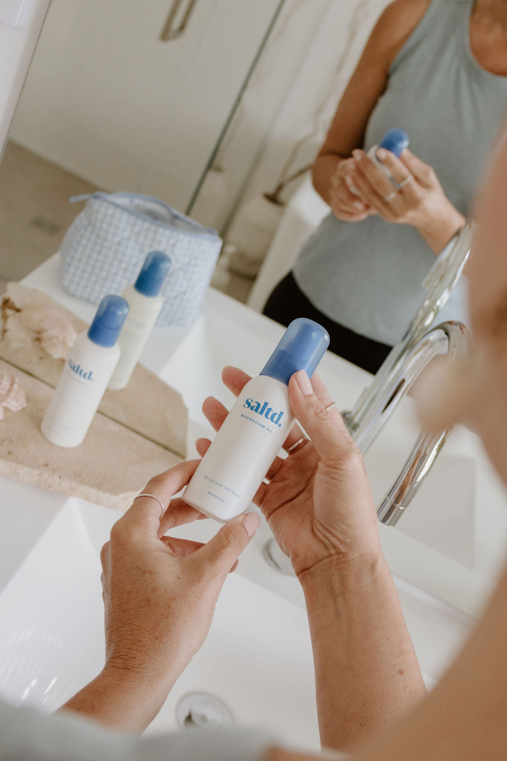 Saltd magnesium oil,  helping to support you and your body to relax, achieve restorative rest, calm your central nervous system, relieve muscle tension and recover faster, alleviate restless legs, boost your energy levels, balance your hormone levels and allow the body's systems to function optimally. Sleep support. Made in New Zealand.