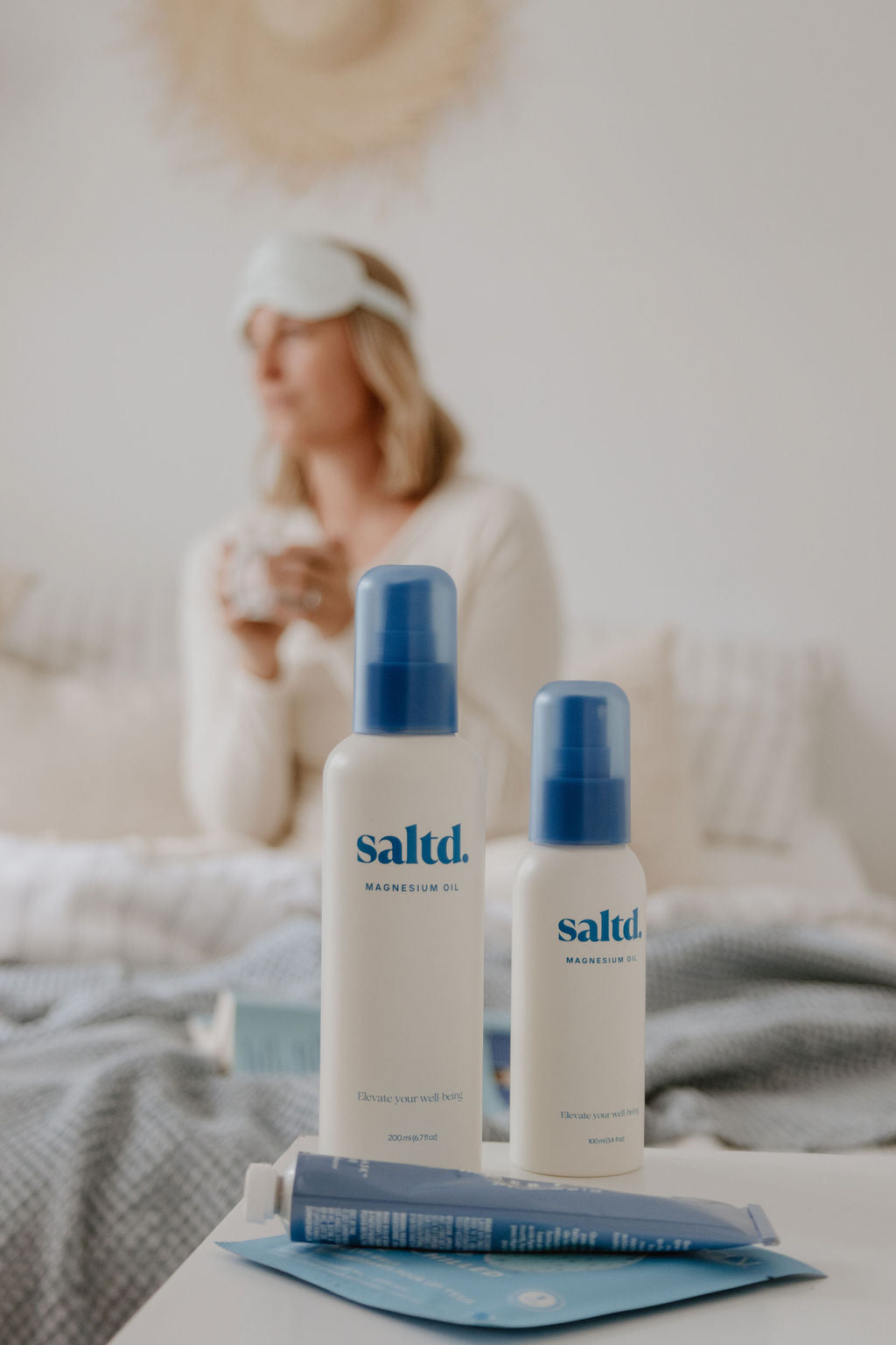 Saltd magnesium oil,  helping to support you and your body to relax, achieve restorative rest, calm your central nervous system, relieve muscle tension and recover faster, alleviate restless legs, boost your energy levels, balance your hormone levels and allow the body's systems to function optimally. Sleep support. Made in New Zealand.