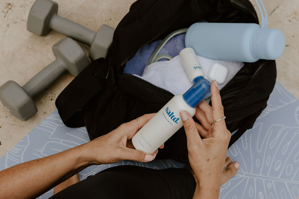 Saltd magnesium oil,  helping to support you and your body to relax, achieve restorative rest, calm your central nervous system, relieve muscle tension and recover faster, alleviate restless legs, boost your energy levels, balance your hormone levels and allow the body's systems to function optimally. Sleep support. Made in New Zealand.
