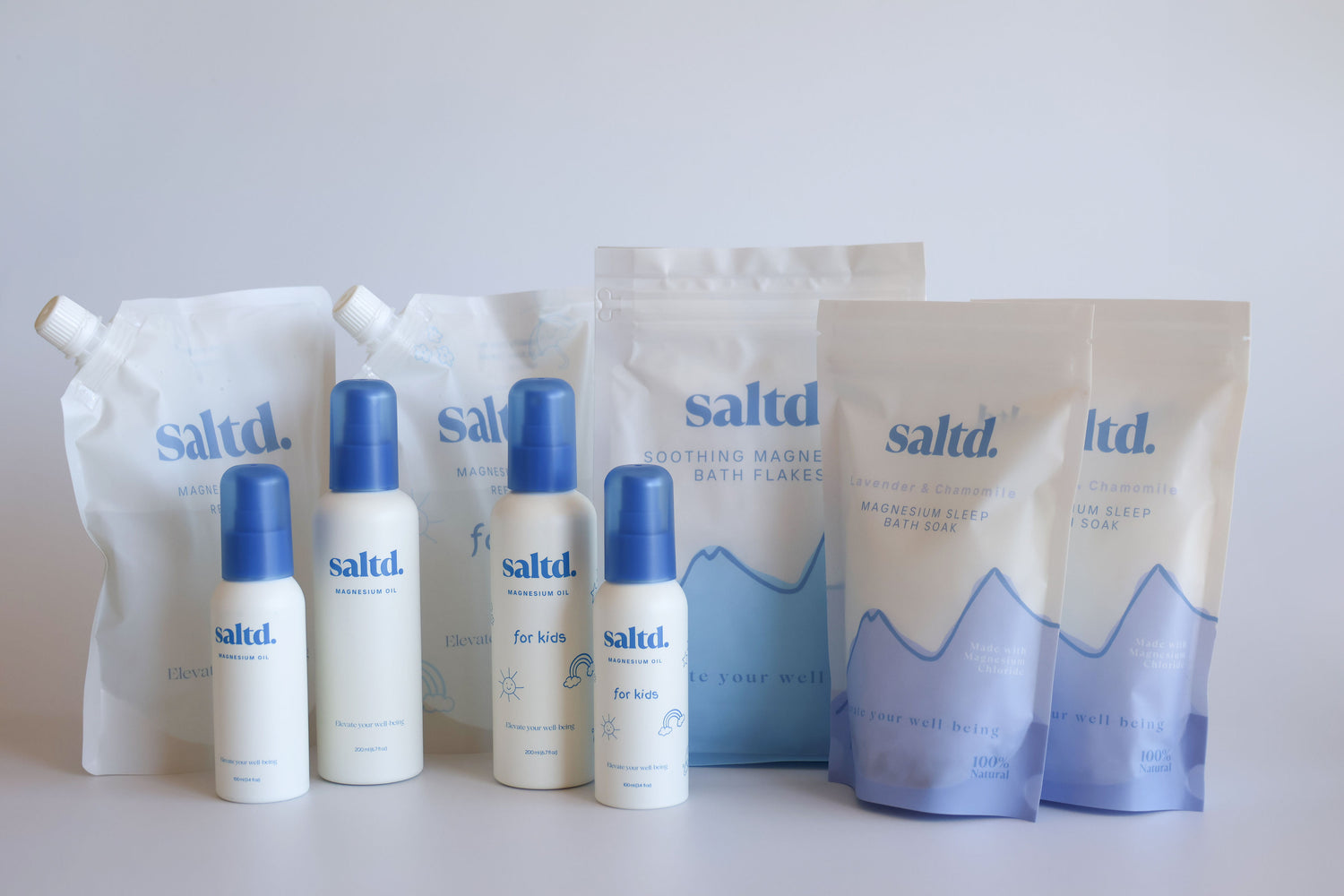Saltd magnesium oil, bath flakes, sleep soak, magnesium oil for kids, Made in New Zealand. Sleep support.